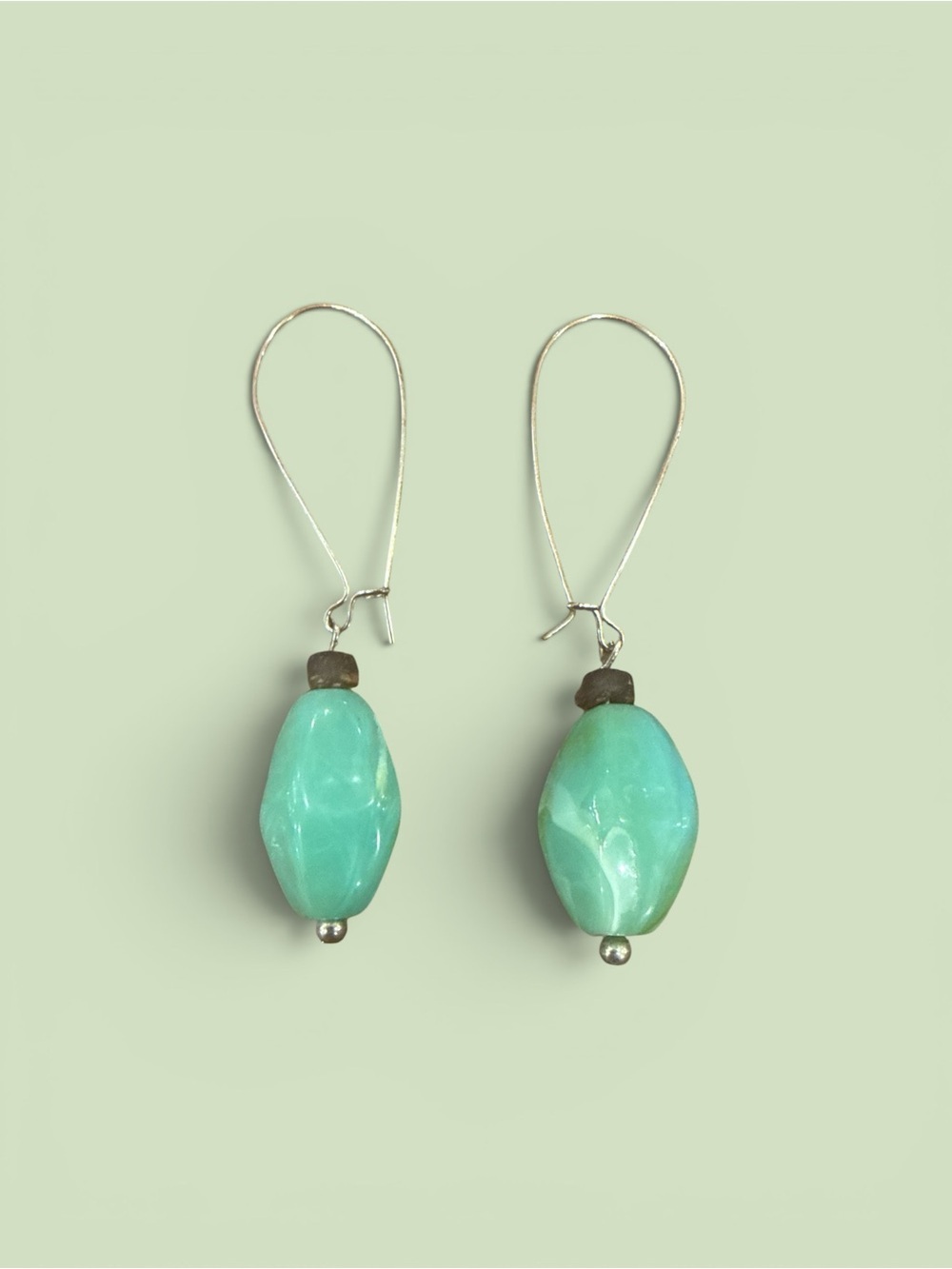 Light Green Acrylic Bead Drop Earrings